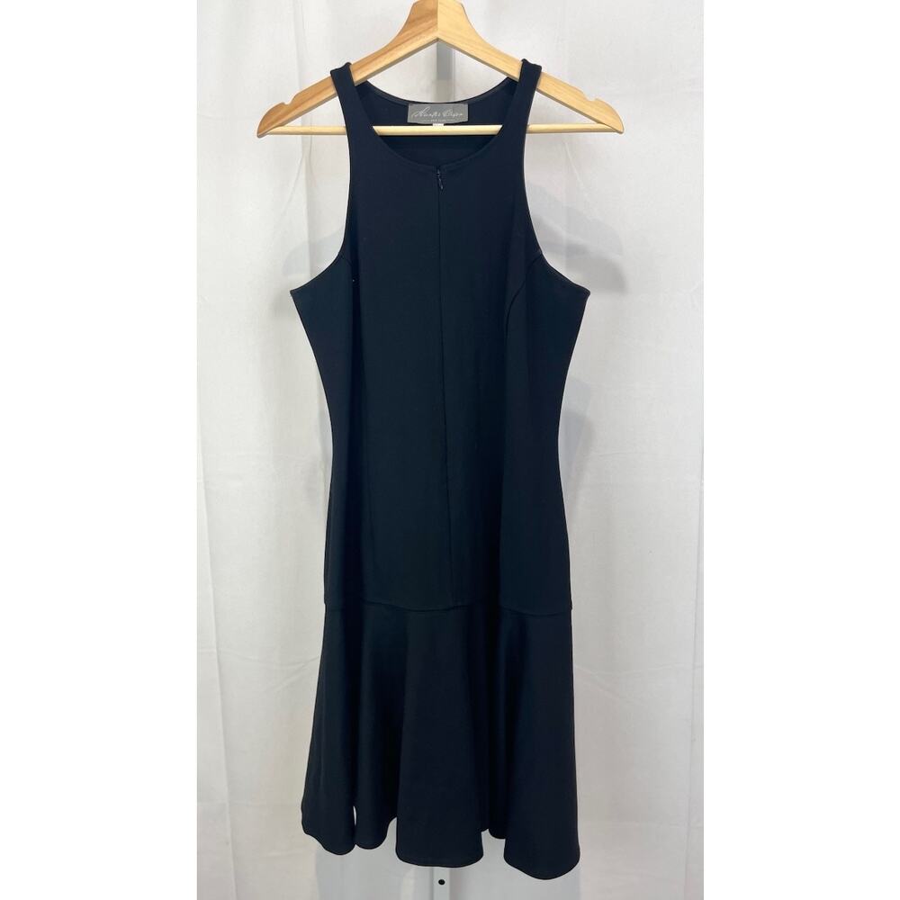 HUNTER DIXON Size L New York Fit and Flare Dress Sleeveless Zip Front Black